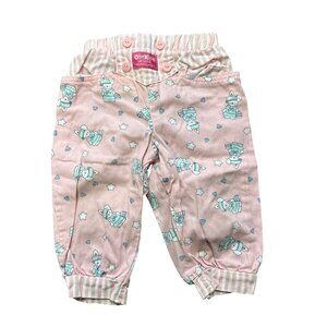 Vtg 90s Osh Kosh B'Gosh Pink Pastel Bunny Print Denim Cotton Pants Sz 18 Months